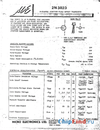 Datasheet 2N3823 manufacturer Micro Electronics