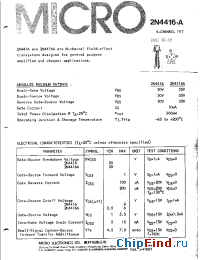 Datasheet 2N4416 manufacturer Micro Electronics