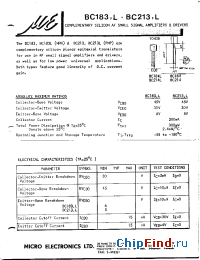 Datasheet BC183 производства Micro Electronics