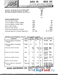 Datasheet BSX19 manufacturer Micro Electronics