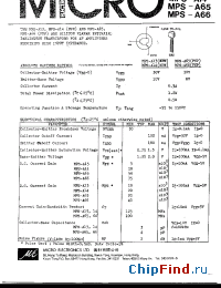 Datasheet MPS-A66 manufacturer Micro Electronics