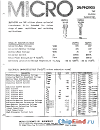 Datasheet PN2905 manufacturer Micro Electronics