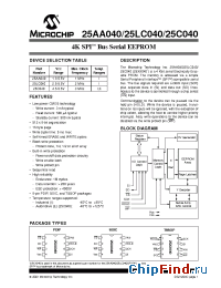 Datasheet 25AA040-I/SN manufacturer Microchip