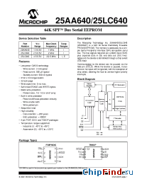 Datasheet 25AA640-I/P manufacturer Microchip