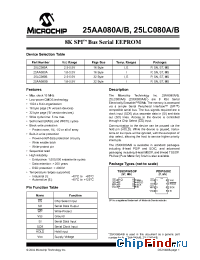 Datasheet 25LC080AP manufacturer Microchip