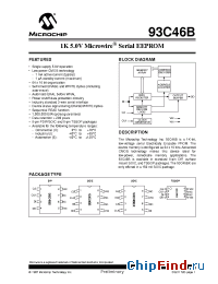 Datasheet 93C46B-ESM manufacturer Microchip