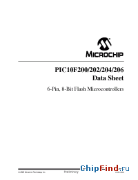 Datasheet PIC10F204T производства Microchip