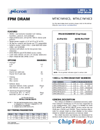 Datasheet MT4C1M16C3DJ-6 manufacturer Micron