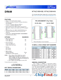 Datasheet MT4LC16M4G3TG-6 manufacturer Micron