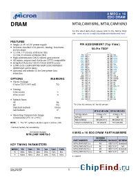Datasheet MT4LC4M16N3 manufacturer Micron