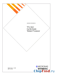 Datasheet TPU3041 manufacturer Micronas