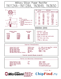 Datasheet 1N1126A производства Microsemi