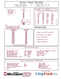 Datasheet 1N3162 manufacturer Microsemi