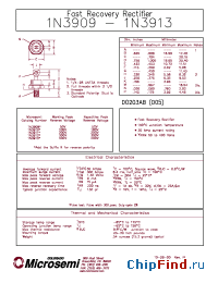 Datasheet 1N3913R manufacturer Microsemi