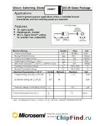 Datasheet 1N4607 manufacturer Microsemi