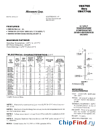 Datasheet 1N4765 manufacturer Microsemi