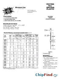 Datasheet 1N47828A-1N4764A производства Microsemi