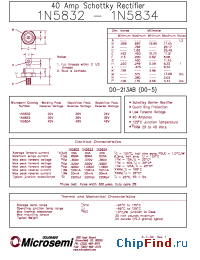 Datasheet 1N5834 manufacturer Microsemi