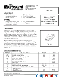 Datasheet 2N4240 производства Microsemi