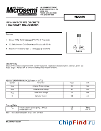 Datasheet 2N5109 manufacturer Microsemi