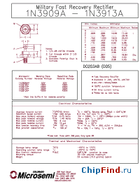 Datasheet JAN1N3909A manufacturer Microsemi