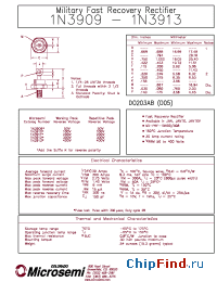 Datasheet JANTX1N3909R производства Microsemi