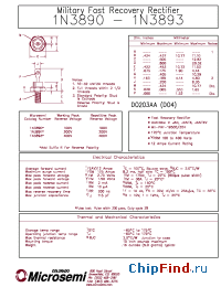 Datasheet JANTXV1N3893R производства Microsemi