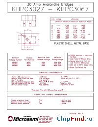 Datasheet KBPC3067 manufacturer Microsemi