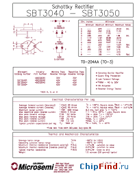 Datasheet SBT3040ADDD manufacturer Microsemi