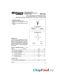 Datasheet SD1544 manufacturer Microsemi