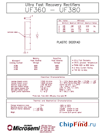 Datasheet UF370 manufacturer Microsemi