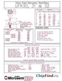 Datasheet UFR30 manufacturer Microsemi