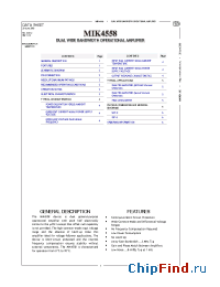 Datasheet MIK 4558CN manufacturer Микрон