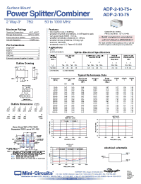 Datasheet ADP-2-10-75+ manufacturer Mini-Circuits