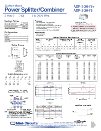 Datasheet ADP-2-20-75+ manufacturer Mini-Circuits
