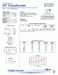 Datasheet ADT4-6WT+ manufacturer Mini-Circuits