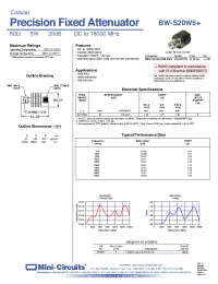 Datasheet BW-S20W5+ manufacturer Mini-Circuits
