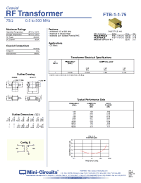 Datasheet FTB-1-1-75*A15 manufacturer Mini-Circuits