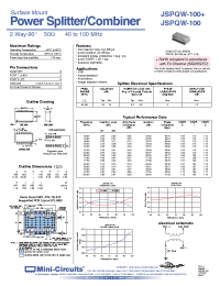 Datasheet JSPQW-100+ manufacturer Mini-Circuits