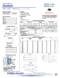 Datasheet MSW-2-20+ manufacturer Mini-Circuits