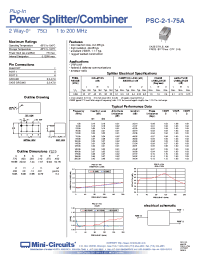 Datasheet PSC-2-1-75A manufacturer Mini-Circuits