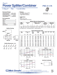 Datasheet PSC-3-1-75 manufacturer Mini-Circuits