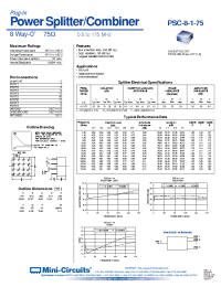 Datasheet PSC-8-1-75 manufacturer Mini-Circuits