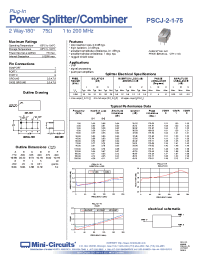 Datasheet PSCJ-2-1-75 manufacturer Mini-Circuits