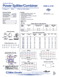 Datasheet SBB-2-21W+ manufacturer Mini-Circuits