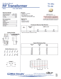 Datasheet T1-1H+ manufacturer Mini-Circuits