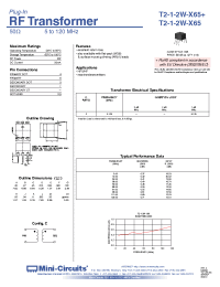 Datasheet T2-1-2W-X65+ manufacturer Mini-Circuits