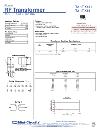 Datasheet T2-1T-X65+ manufacturer Mini-Circuits