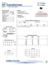 Datasheet T3-1T-X65+ manufacturer Mini-Circuits