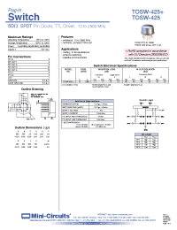 Datasheet TOSW-425 manufacturer Mini-Circuits